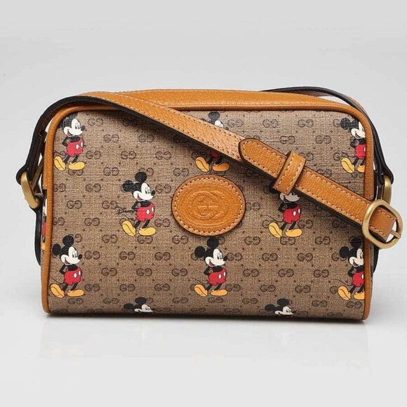 Gucci x Disney Brown GG Coated Canvas Mickey Mouse Mini Crossbody Bag - Picture 1 of 12